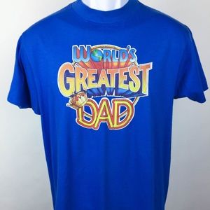 Vintage 80s T Shirt - World's Greatest Dad (Large)